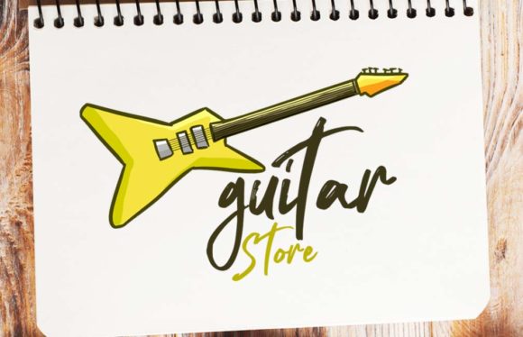 Funny Guitar Store Logo Template