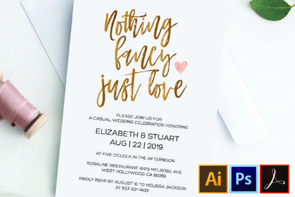 Gold Nothing Fancy Just Love Invitations
