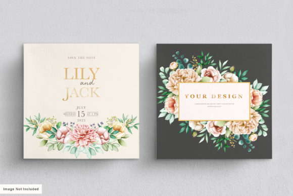 Watercolor Peonies Invitation Card Set