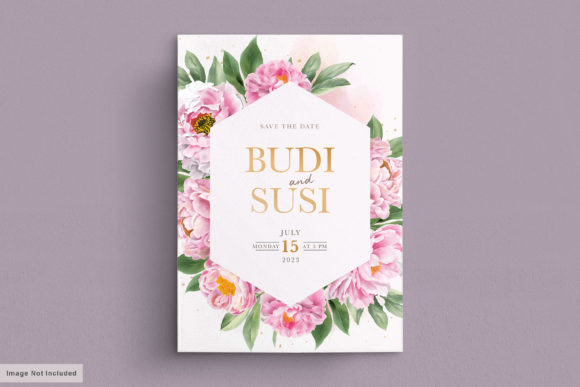 Wedding Card Set with Peonies Floral